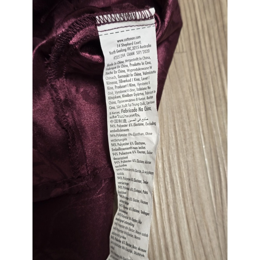 Cotton On Burgundy Satin Floral Mini Skirt Womens M Y2K Coquette Romantic Wine - Picture 3 of 6